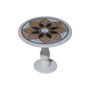 Acuminate slanted glazed polished marble mosaic circular table