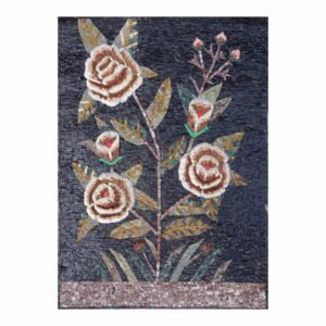Bright Flowers Branch Marble Stone Mosaic Art
