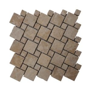 Brushed Antique Dark Yellow Limestone Mosaic tiles