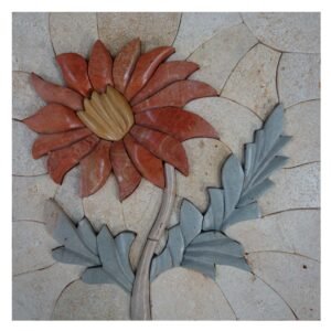 Captivating Fower Cluster Marble Stone Mosaic Art