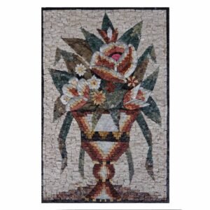 Amphora Multicoloured Artistic Flower Marble Stone Mosaic Art