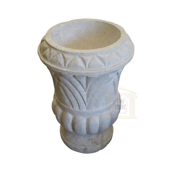Hand Carved Matt White Limestone Urn Garden urns, planters, vases