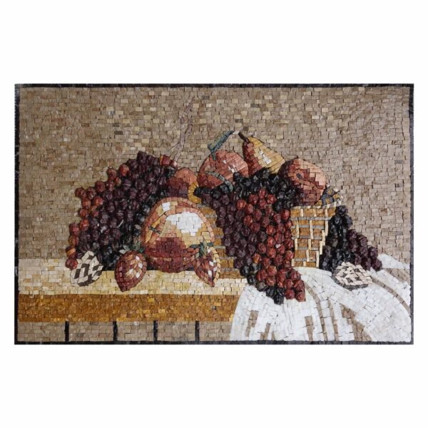 Basket of Grapes Marble Stone Mosaic Art