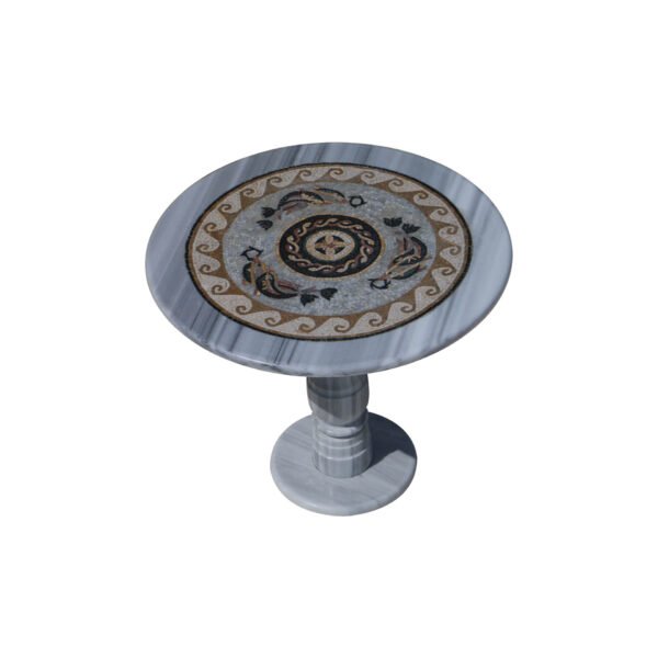 Fishery glazed polished marble mosaic circular table