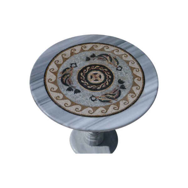 Fishery glazed polished marble mosaic circular table