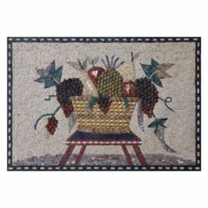 Basket Overloaded With Fruit Marble Stone Mosaic Art