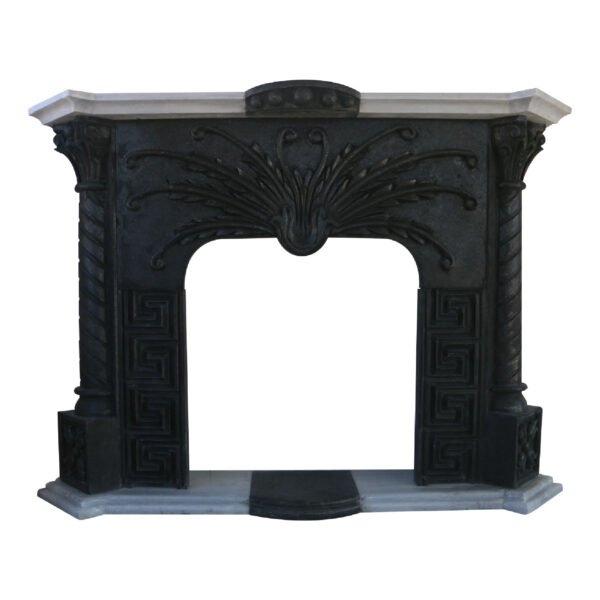 Glazed polished Black Basalt Fireplace