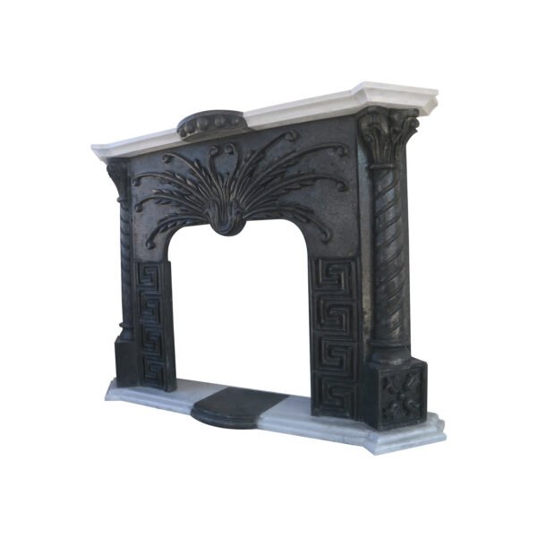 Glazed polished Black Basalt Fireplace