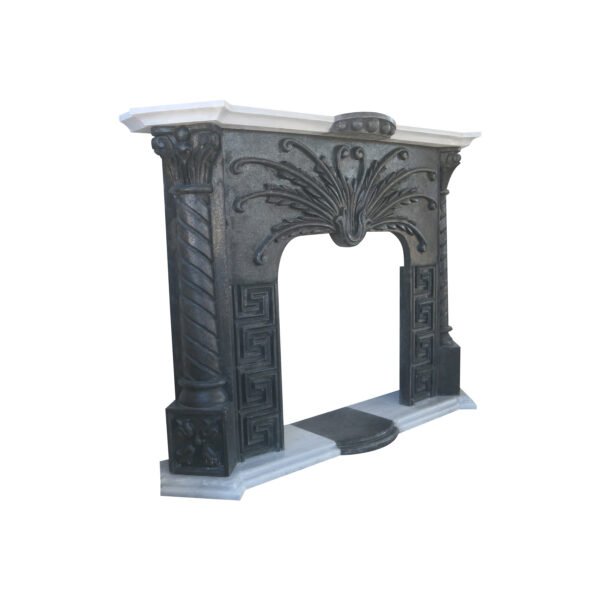 Glazed polished Black Basalt Fireplace