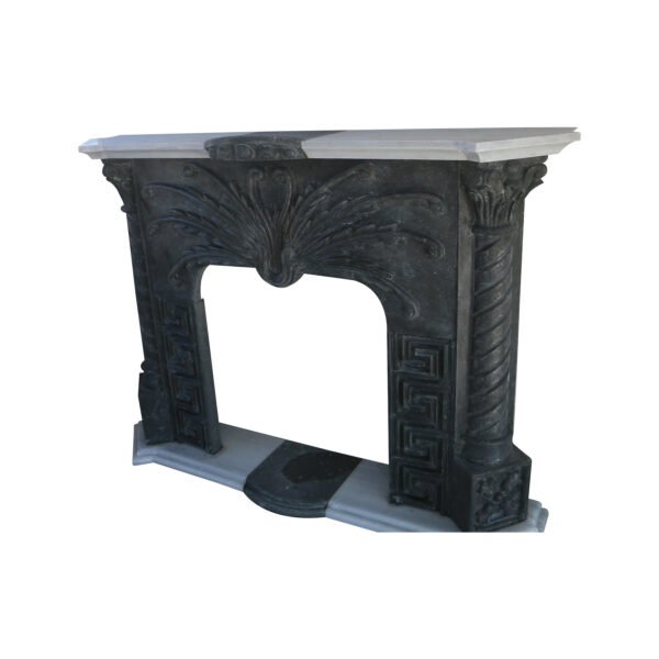 Glazed polished Black Basalt Fireplace