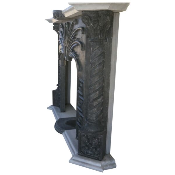 Glazed polished Black Basalt Fireplace