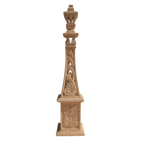 Glazed polished Hand Carved Dark Yellow Limestone Tower