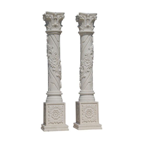 Glazed polished White Limestone Column