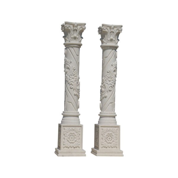 Glazed polished White Limestone Column