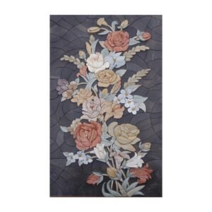 Long Flowers Branch Marble Stone Mosaic Art