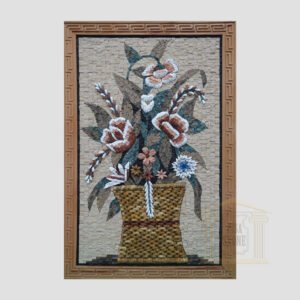 Flower Basket Marble Stone Mosaic Art