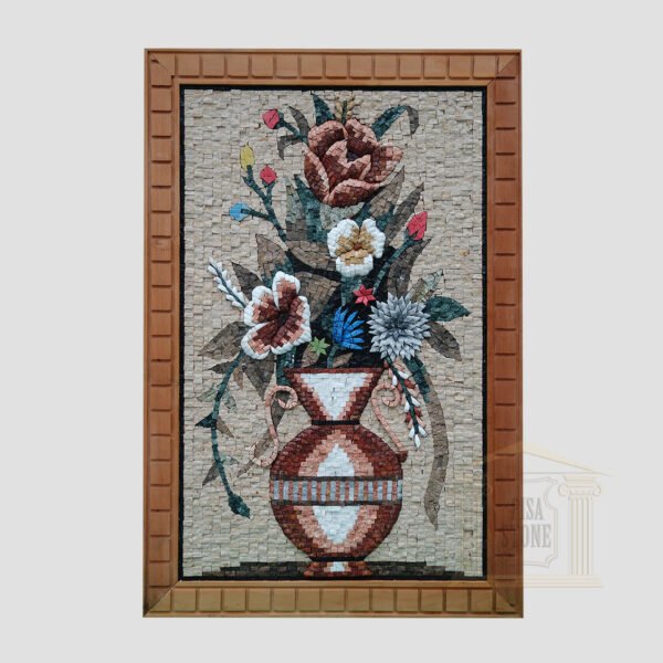 Volute Krater Flower Vase Marble Stone Mosaic Art