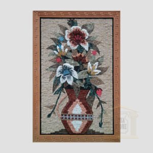Large Olpe Flower Vase Marble Stone Mosaic Art