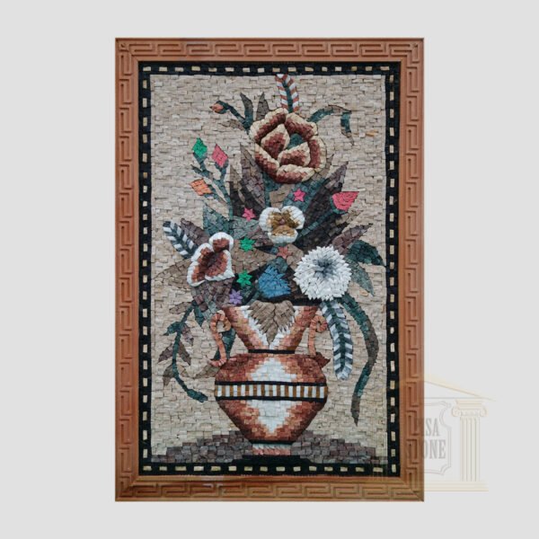Volute Krater Summer Flowers Marble Stone Mosaic Art