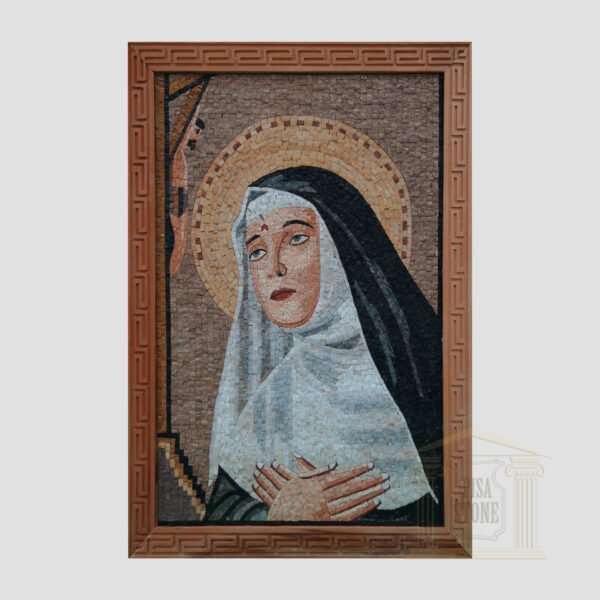 Close Up of Virgin Mary Marble Stone Mosaic Art