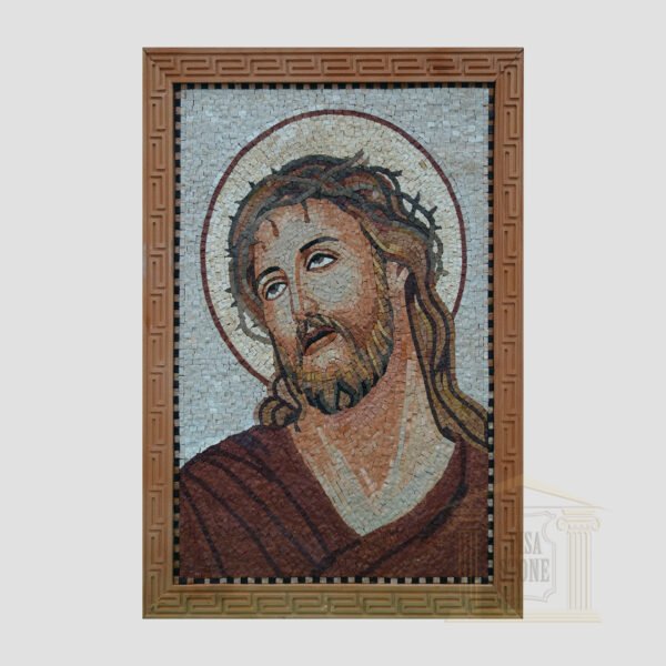 Jesus Christ Red Robe Marble Stone Mosaic Art