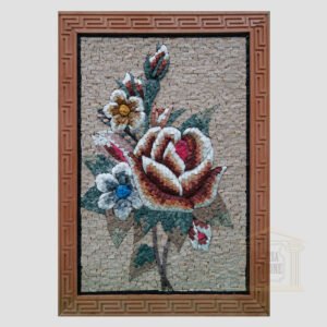 Big Rose bouquet Marble Stone Mosaic Art