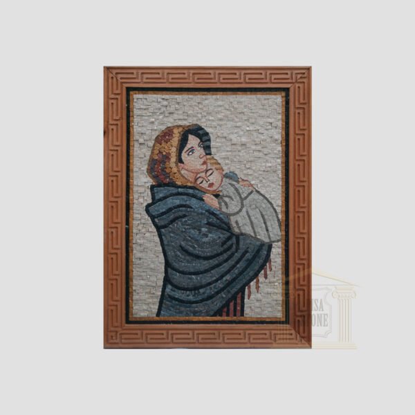 Virgin Mary and Jesus Marble Stone Mosaic Art