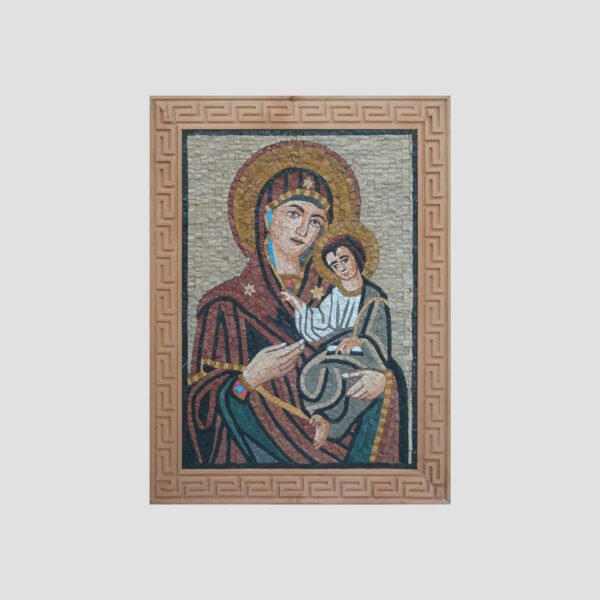Virgin Mary with her son Jesus Marble Stone Mosaic Art