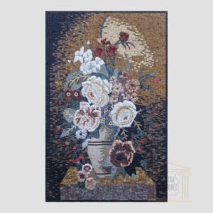 Bright white Flower vase Marble Stone Mosaic Art