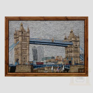 Busy Day on The Tower Bridge Marble Stone Mosaic Art