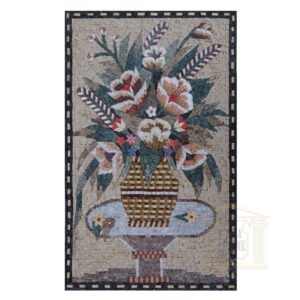 Flower Vase on Table Marble Stone Mosaic Art