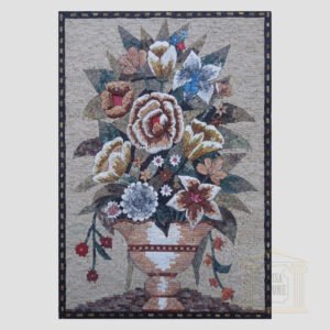 Summer Flower Pot Marble Stone Mosaic Art