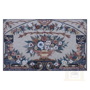 Unique Floral Rectangular Mosaic Rug