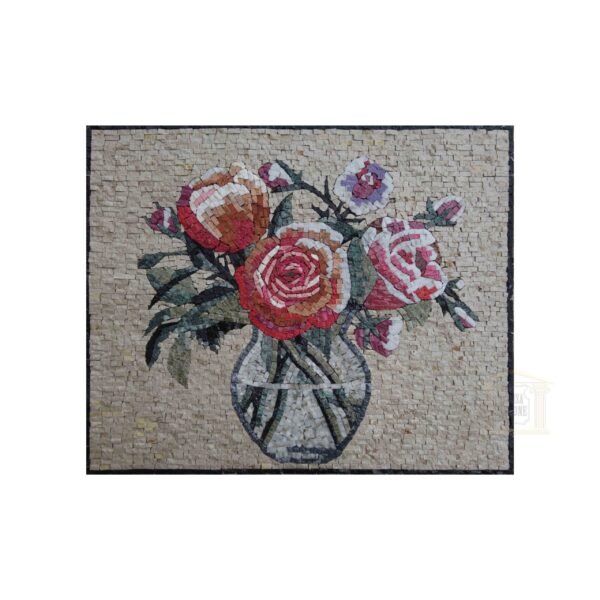 Clear Glass Vase Marble Stone Mosaic Art