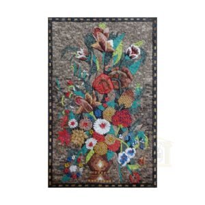 Rainbow coloured Flower Vase Marble Stone Mosaic Art
