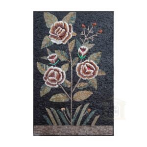 Dark Night Flower Marble Stone Mosaic Art
