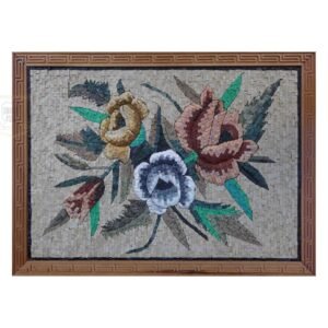 Three Flowers Three Directions Marble Stone Mosaic Art