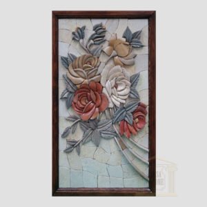3D Left Flower Swirl Marble Stone Mosaic Art