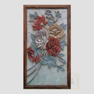 3D Right Flower Swirl Marble Stone Mosaic Art
