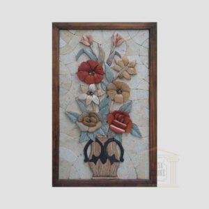 3D Wooden Flower Vase Marble Stone Mosaic Art