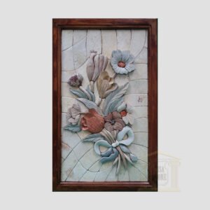 Unique 3D Flower Bouquet, White background Marble Stone Mosaic