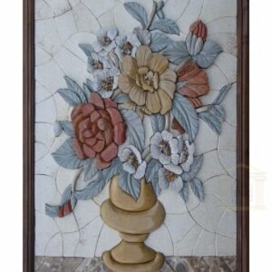 3D Marble Flower Vase Mosaic Art