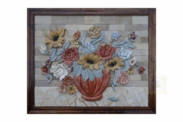 3D Wild roses vase Mosaic Art