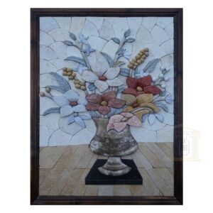 3D Clear Flower Vase Marble Stone Mosaic Art