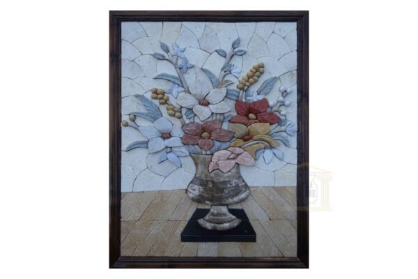 3D Clear Flower Vase Marble Stone Mosaic Art