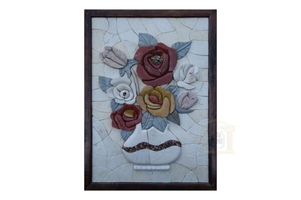 Briar rose, White vase 3D Mosaic Art