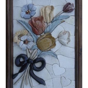 Left Ribbon of Flowers 3D Marble Stone Mosaic Art
