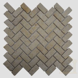 Brushed Antique finish light yellow limestone Mosaic wall tiles