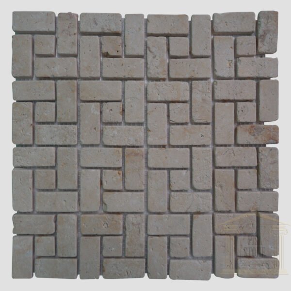 Brushed Antique finish light yellow limestone Mosaic wall tiles