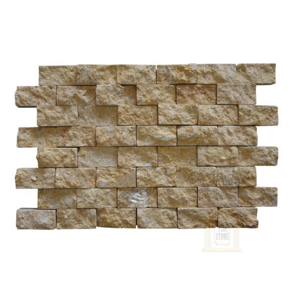 Dark Yellow Split Face limestone Mosaic wall tiles